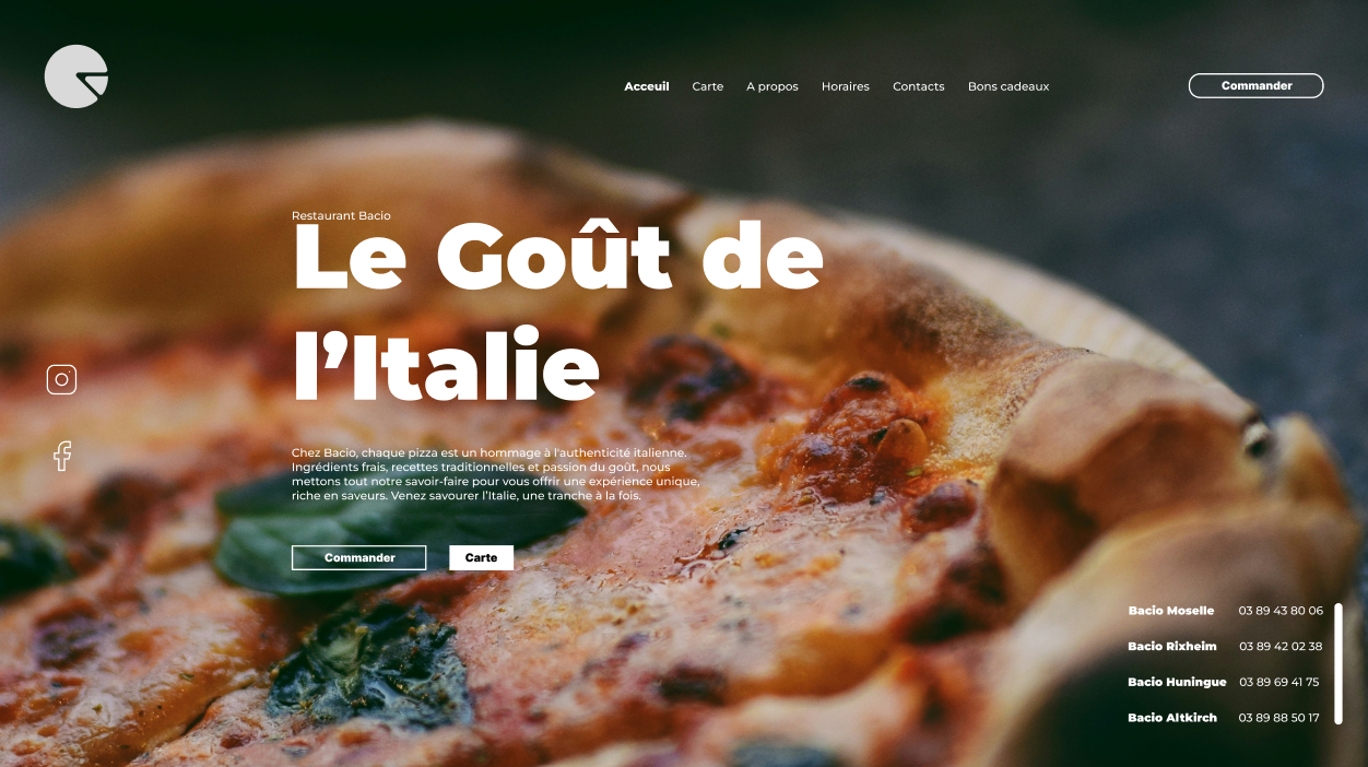 Image d'un design pour un site de pizzeria que j'ai réalisé.